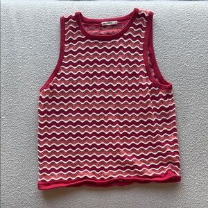 Marine Layer Pink and White Wavy Knit Top